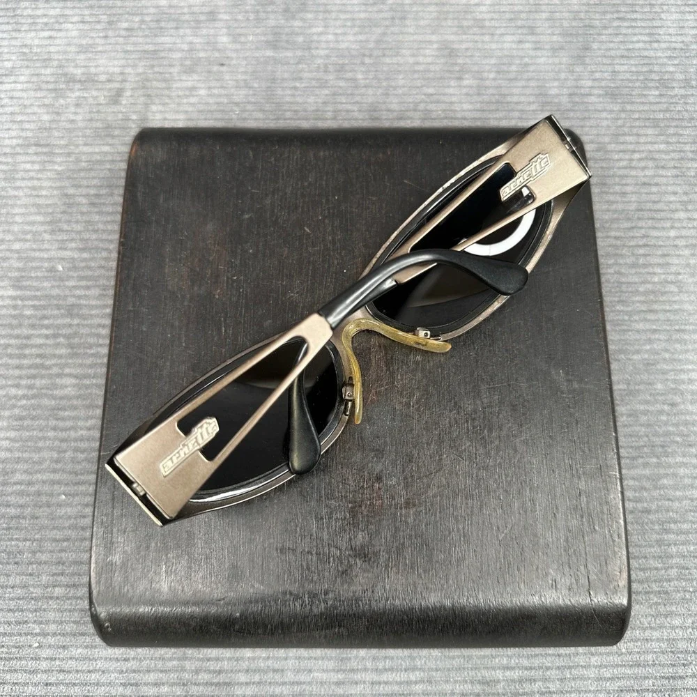 Arnette Vintage Y2K Sunglasses Gunmetal Metal Wrap Frame Made in Italy with Case